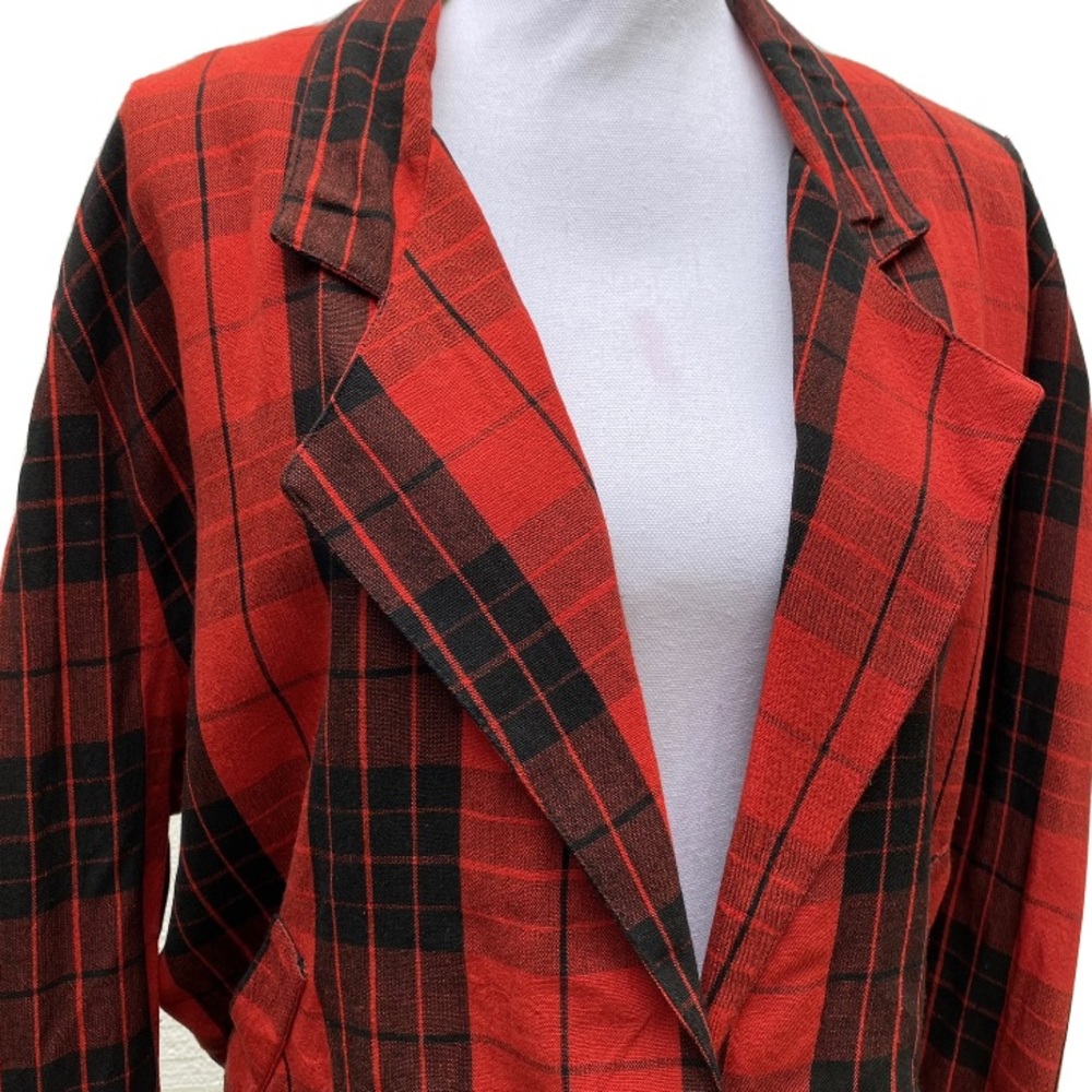 Vintage 90’s Leger tartan open front blazer 13/14